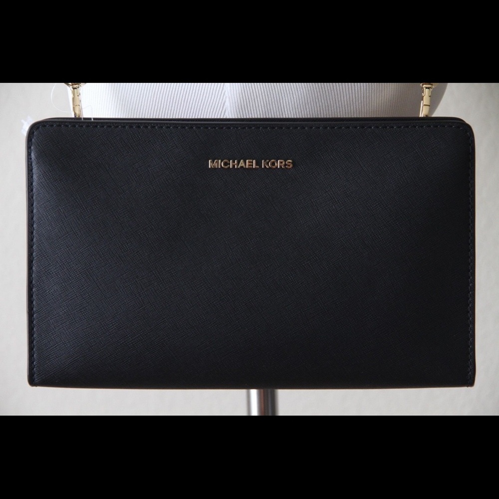 Michael Kors Jet Set Leather Crossbody Clutch